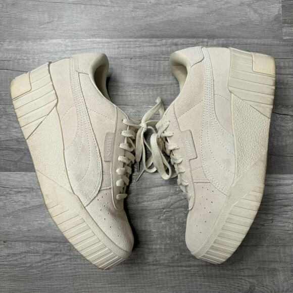 Puma Cali Wedge Tonal Platform Chunky Sneakers Marshmallow Size 9 1/2 - Picture 5 of 8